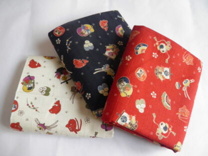 3 coupons Tissu japonais motifs personnages traditionnels